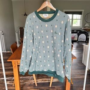 Titleist Vintage Green and Gold Herringbone Golf Pullover Size XL